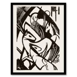 Artery8 Horses 1912 Abstract Painting Franz Marc Vintage Framed Wall Art Print in White - Size: A4 - thumbnail 1
