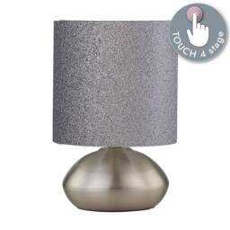 First Choice Lighting Set of 2 Jenson - Brushed Chrome Touch Table Lamps Glitter Shade in Silver - thumbnail 6