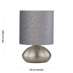 First Choice Lighting Set of 2 Jenson - Brushed Chrome Touch Table Lamps Glitter Shade in Silver - thumbnail 7