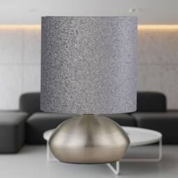 First Choice Lighting Set of 2 Jenson - Brushed Chrome Touch Table Lamps Glitter Shade in Silver - thumbnail 4