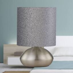 First Choice Lighting Set of 2 Jenson - Brushed Chrome Touch Table Lamps Glitter Shade in Silver - thumbnail 5