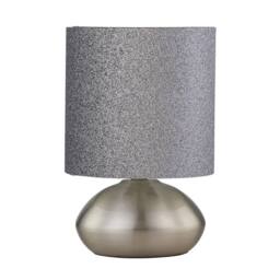First Choice Lighting Set of 2 Jenson - Brushed Chrome Touch Table Lamps Glitter Shade in Silver - thumbnail 2