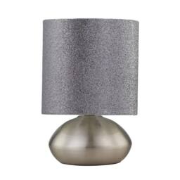 First Choice Lighting Set of 2 Jenson - Brushed Chrome Touch Table Lamps Glitter Shade in Silver - thumbnail 3