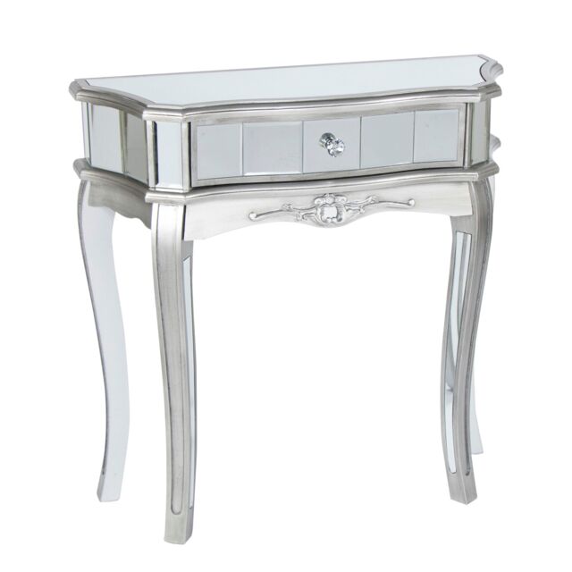 Melody Maison Half Moon Mirrored Console Table - Tiffany Range in Silver - image 1