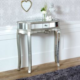 Melody Maison Half Moon Mirrored Console Table - Tiffany Range in Silver - thumbnail 5