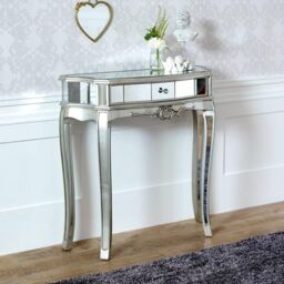 Melody Maison Half Moon Mirrored Console Table - Tiffany Range in Silver - thumbnail 3