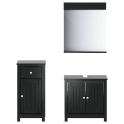 Berkfield Home 3 Piece Bathroom Furniture Set BERG Black Solid Wood Pine - thumbnail 2