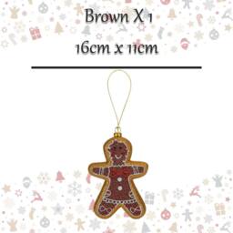 VFM e-Store Christmas Gingerbread Man Hanging Decoration 16cm x 11cm Brown X 1 - Size: 16 cm x 11 cm - thumbnail 2