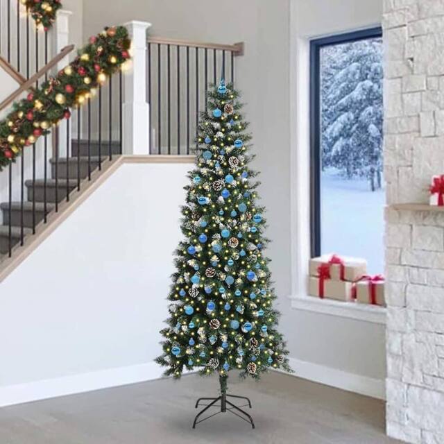 Berkfield Home Artificial Christmas Tree with 300 LEDs Green 96 x 96 x 240 cm - image 1
