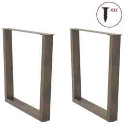 Berkfield Home Dining Table Legs V-Shape 2 pcs Natural Steel 90x(72-73.3) cm Steel in Bronze - thumbnail 3