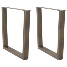 Berkfield Home Dining Table Legs V-Shape 2 pcs Natural Steel 90x(72-73.3) cm Steel in Bronze - thumbnail 2