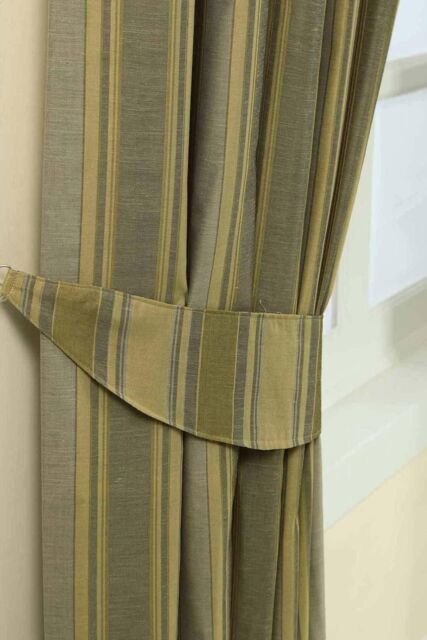 Homescapes Modern Stripe Jacquard Curtain Tie Back Pair in Gold - image 1