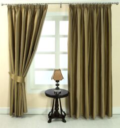 Homescapes Modern Stripe Jacquard Curtain Tie Back Pair in Gold - thumbnail 3