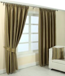 Homescapes Modern Stripe Jacquard Curtain Tie Back Pair in Gold - thumbnail 5