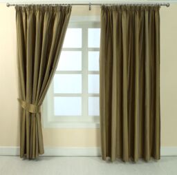 Homescapes Modern Stripe Jacquard Curtain Tie Back Pair in Gold - thumbnail 2