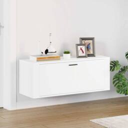 Berkfield Home Wall Shoe Cabinet White 100x35x38 cm Engineered Wood - Size: 100 x 35 x 38 cm - thumbnail 2