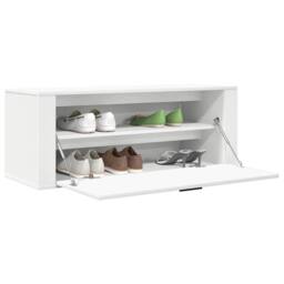 Berkfield Home Wall Shoe Cabinet White 100x35x38 cm Engineered Wood - Size: 100 x 35 x 38 cm - thumbnail 4