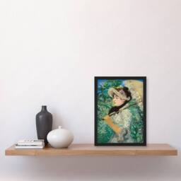 Artery8 Edouard Manet Framed Wall Art Print Jeanne Spring Parasol Portrait in Green - Size: A4 - thumbnail 2