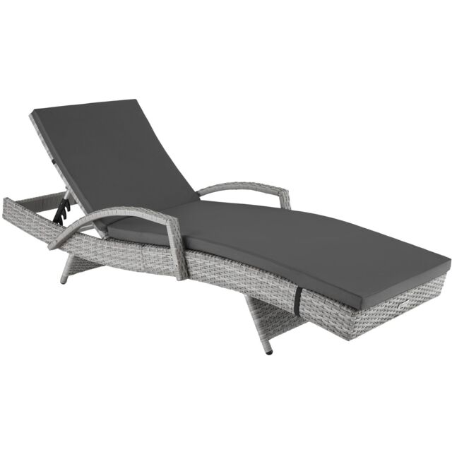tectake Océane Aluminum Rattan Sun Lounger in Grey - Size: 1 Seater - image 1