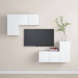 Berkfield Home 4 Piece TV Cabinet Set White Engineered Wood - thumbnail 2