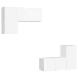 Berkfield Home 4 Piece TV Cabinet Set White Engineered Wood - thumbnail 1