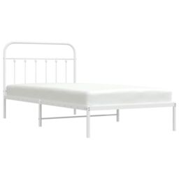 Berkfield Home Metal Bed Frame with Headboard White 107x203 cm - thumbnail 3