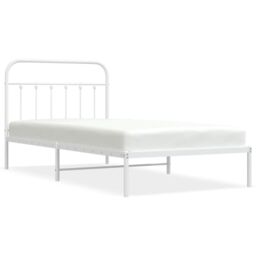 Berkfield Home Metal Bed Frame with Headboard White 107x203 cm - thumbnail 2