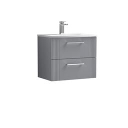 Balterley Wall Hung 2 Drawers Vanity Unit - Curved Basin 1200mm, Satin Grey - thumbnail 1
