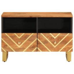 Berkfield Home TV Cabinet Brown & Black 70x33.5x46 cm Solid Wood Mango - thumbnail 4