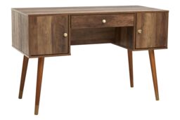Orsina Contemporary Design Two Door One Drawer Desk, Versatile Wooden Finish Work Desk, Stable Single Drawer Desk in Brown - thumbnail 3