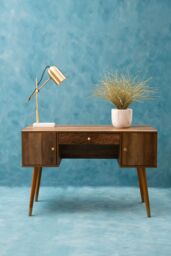 Orsina Contemporary Design Two Door One Drawer Desk, Versatile Wooden Finish Work Desk, Stable Single Drawer Desk in Brown - thumbnail 6