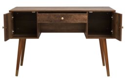 Orsina Contemporary Design Two Door One Drawer Desk, Versatile Wooden Finish Work Desk, Stable Single Drawer Desk in Brown - thumbnail 2