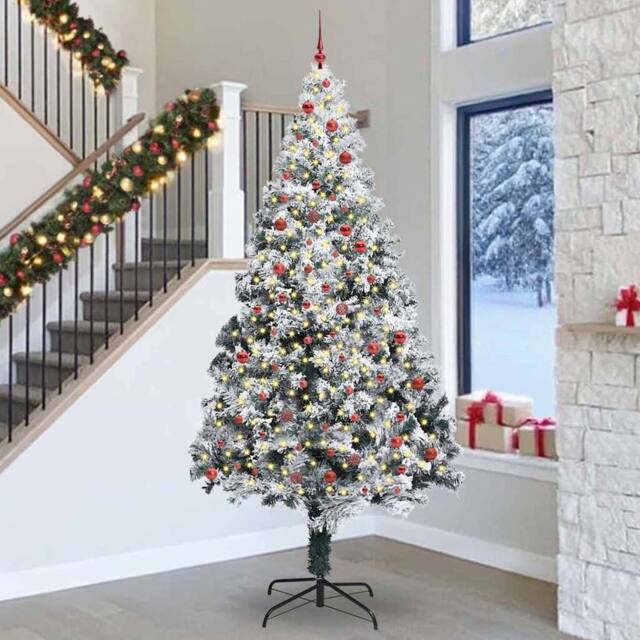 Berkfield Home Christmas Tree with 300 LEDs with Stand White 300 cm PVC - image 1