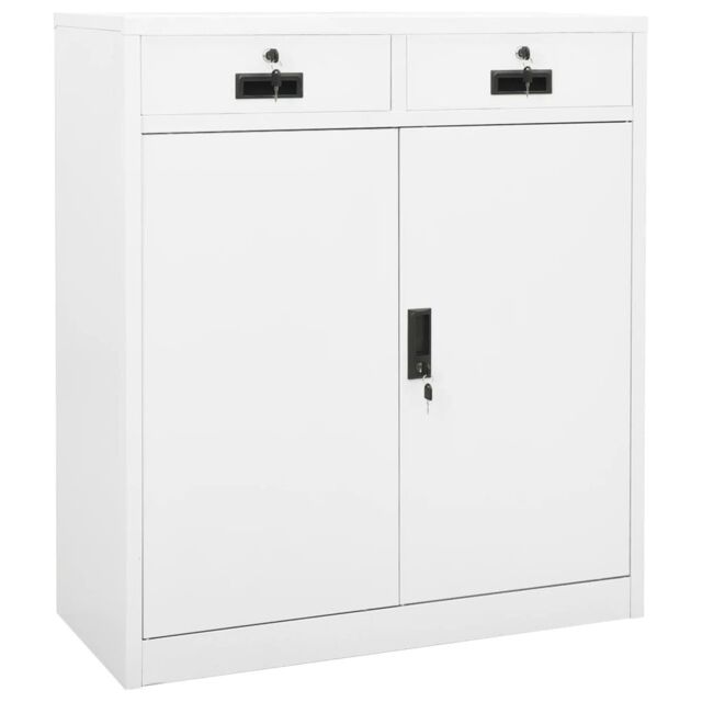 Berkfield Home Office Cabinet White 90x40x102 cm Steel - Size: 90 x 40 x 102 cm - image 1