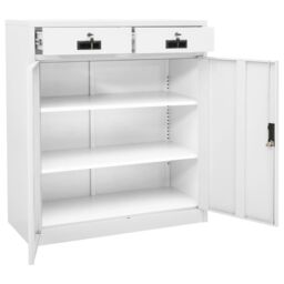 Berkfield Home Office Cabinet White 90x40x102 cm Steel - Size: 90 x 40 x 102 cm - thumbnail 6