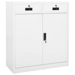 Berkfield Home Office Cabinet White 90x40x102 cm Steel - Size: 90 x 40 x 102 cm - thumbnail 1