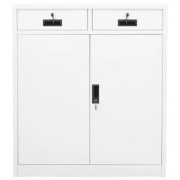 Berkfield Home Office Cabinet White 90x40x102 cm Steel - Size: 90 x 40 x 102 cm - thumbnail 2