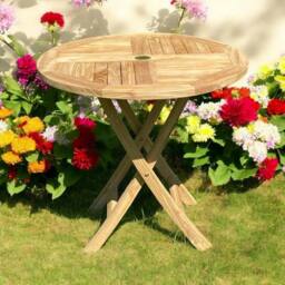 Minster Foldable Garden Table - L80 x W80 x H75 cm - Teak in Brown - Size: 1 Pack - thumbnail 2