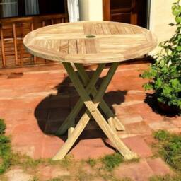 Minster Foldable Garden Table - L80 x W80 x H75 cm - Teak in Brown - Size: 1 Pack