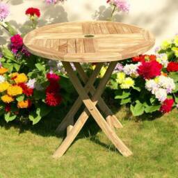 Minster Foldable Garden Table - L80 x W80 x H75 cm - Teak in Brown - Size: 1 Pack - thumbnail 3