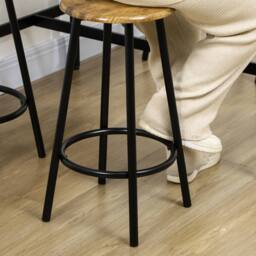 STILVORA Bar Table Set with 4 Stools wooden structure Rustic Brown - thumbnail 9