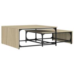 Berkfield Home Nesting Coffee Tables 2 pcs Sonoma Oak Engineered Wood & Metal in Natural - thumbnail 2