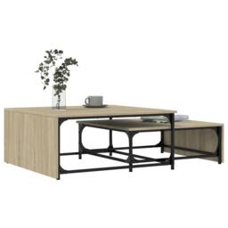 Berkfield Home Nesting Coffee Tables 2 pcs Sonoma Oak Engineered Wood & Metal in Natural - thumbnail 4