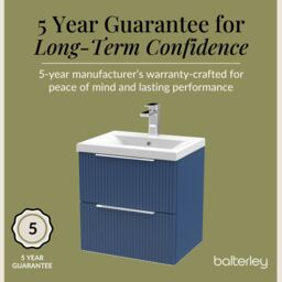 Balterley Fluted Wall Hung 2 Drawer Vanity Basin Unit & Basin 500mm - Satin Blue - thumbnail 6