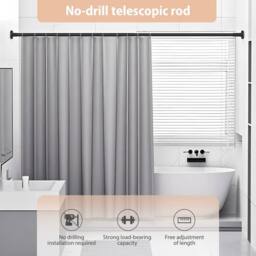 FLAVORA 90-160cm Telescopic Net Voile Tension Curtain Rail in Black - Size: 1 - thumbnail 4