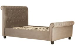 Orsina Elegant Brushed Velvet Double Bed, Minimalist Double Bed in Brown - thumbnail 4