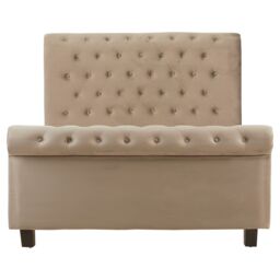 Orsina Elegant Brushed Velvet Double Bed, Minimalist Double Bed in Brown - thumbnail 5