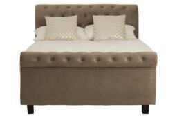 Orsina Elegant Brushed Velvet Double Bed, Minimalist Double Bed in Brown - thumbnail 1