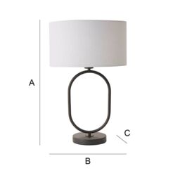 ValueLights Antonia Fabric Drum Lamp Shade Matte Black Oval Table Lamp in Grey - thumbnail 7