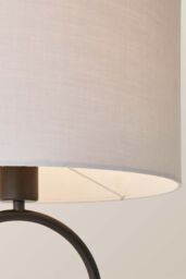 ValueLights Antonia Fabric Drum Lamp Shade Matte Black Oval Table Lamp in Grey - thumbnail 4